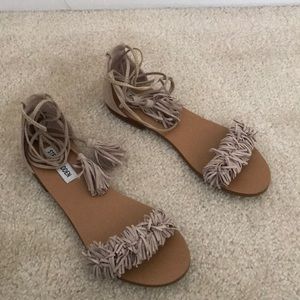Steve Madden fringe wrap up sandals